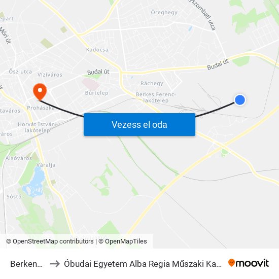 Berkenye Utca to Óbudai Egyetem Alba Regia Műszaki Kar Geoinformatikai Intézet map