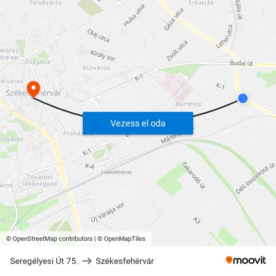 Seregélyesi Út 75. to Székesfehérvár map