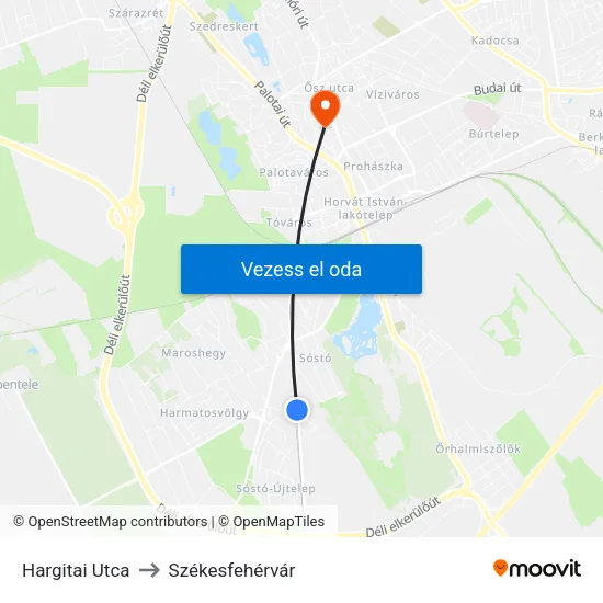 Hargitai Utca to Székesfehérvár map