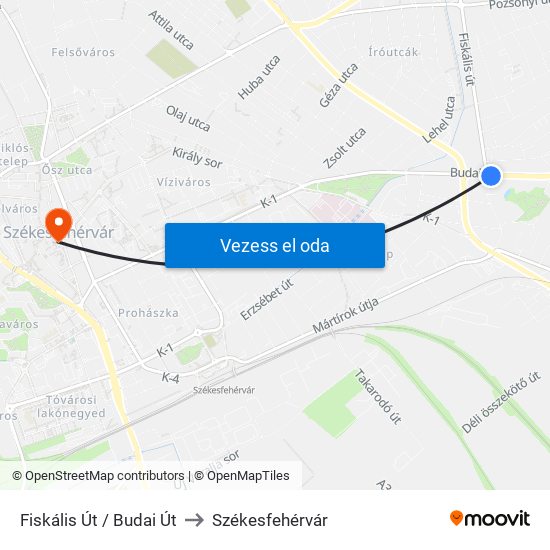 Fiskális Út / Budai Út to Székesfehérvár map