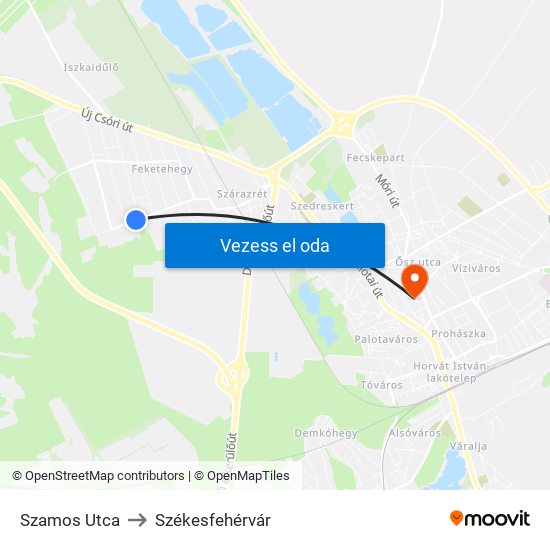 Szamos Utca to Székesfehérvár map