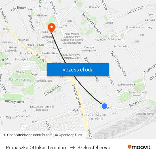 Prohászka Ottokár Templom to Székesfehérvár map