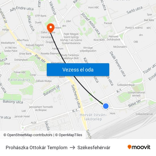 Prohászka Ottokár Templom to Székesfehérvár map