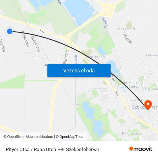 Pityer Utca / Rába Utca to Székesfehérvár map