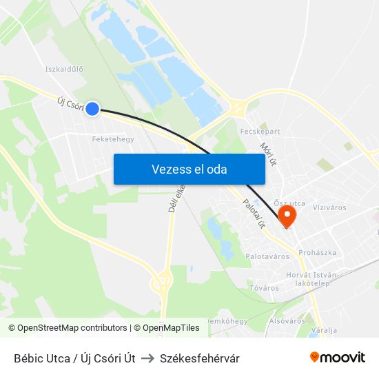 Bébic Utca / Új Csóri Út to Székesfehérvár map