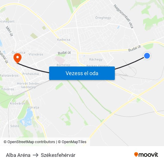 Alba Aréna to Székesfehérvár map