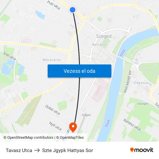 Tavasz Utca to Szte Jgypk Hattyas Sor map