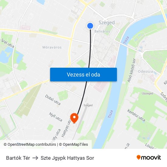 Bartók Tér to Szte Jgypk Hattyas Sor map