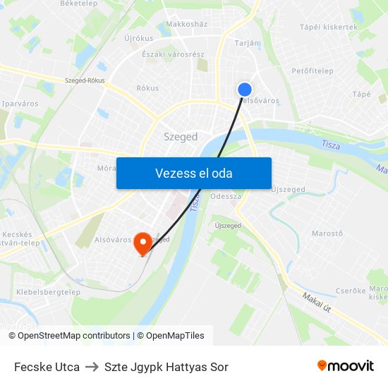 Fecske Utca to Szte Jgypk Hattyas Sor map