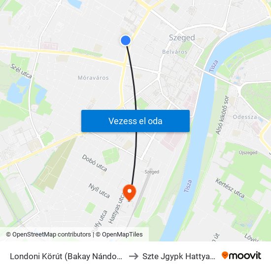 Londoni Körút (Bakay Nándor Utca) to Szte Jgypk Hattyas Sor map