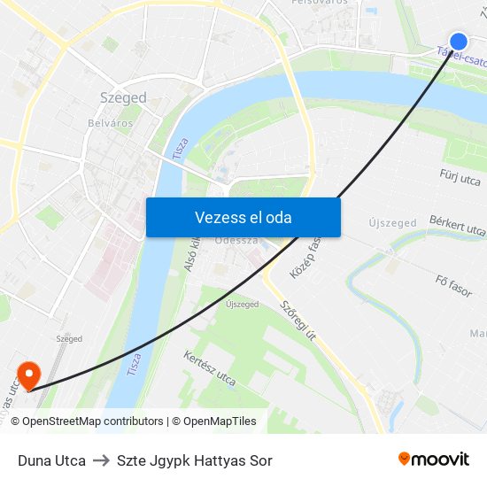 Duna Utca to Szte Jgypk Hattyas Sor map