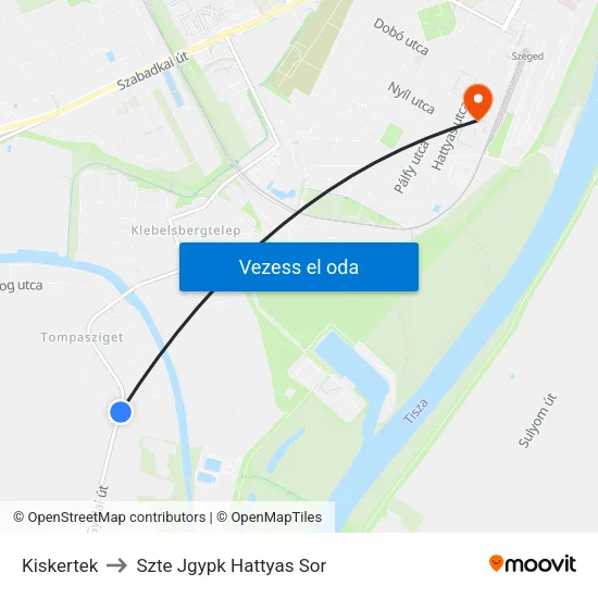 Kiskertek to Szte Jgypk Hattyas Sor map
