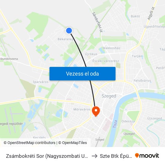 Zsámbokréti Sor (Nagyszombati Utca) to Szte Btk Épület map