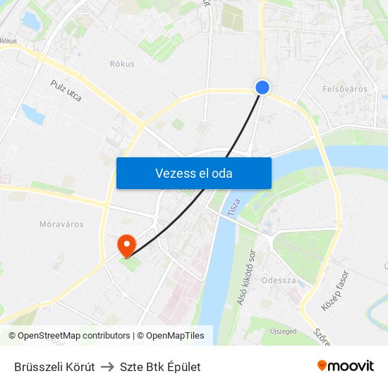 Brüsszeli Körút to Szte Btk Épület map