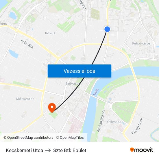 Kecskeméti Utca to Szte Btk Épület map