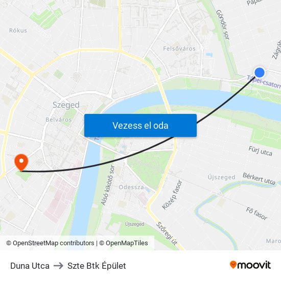 Duna Utca to Szte Btk Épület map