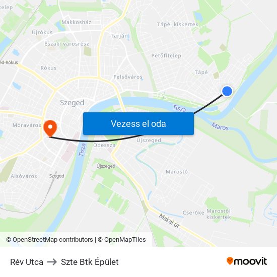 Rév Utca to Szte Btk Épület map