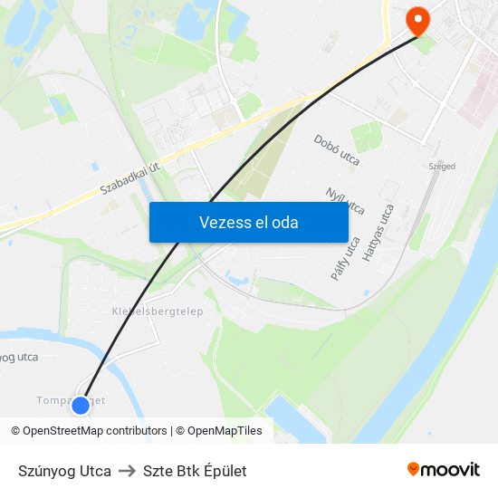 Szúnyog Utca to Szte Btk Épület map