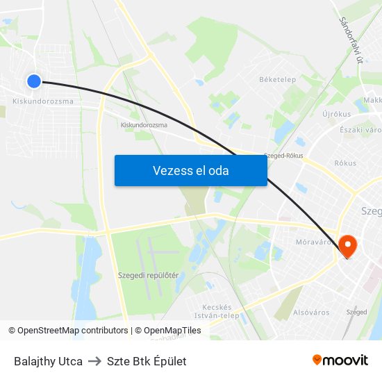 Balajthy Utca to Szte Btk Épület map