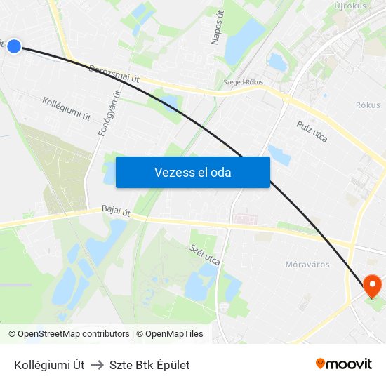 Kollégiumi Út to Szte Btk Épület map