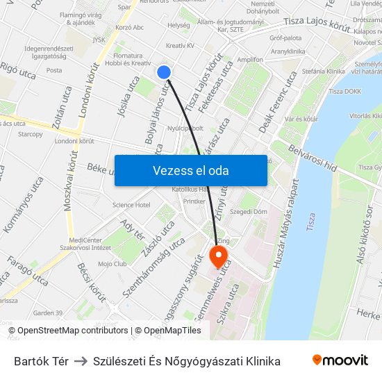 Bartók Tér to Szülészeti És Nőgyógyászati Klinika map