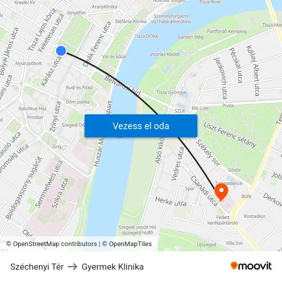 Széchenyi Tér to Gyermek Klinika map