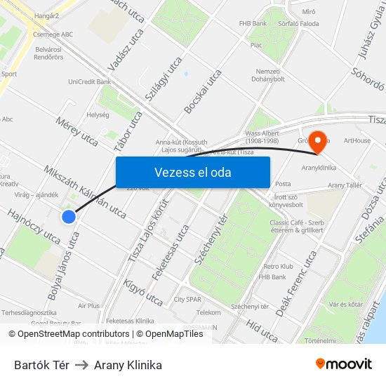 Bartók Tér to Arany Klinika map