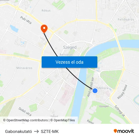 Gabonakutató to SZTE-MK map