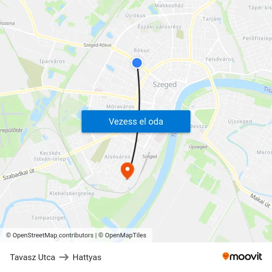 Tavasz Utca to Hattyas map