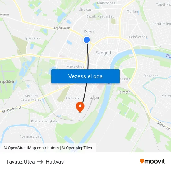 Tavasz Utca to Hattyas map