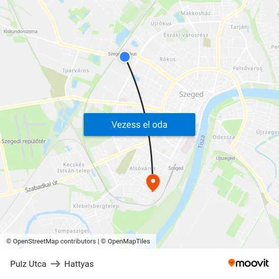 Pulz Utca to Hattyas map
