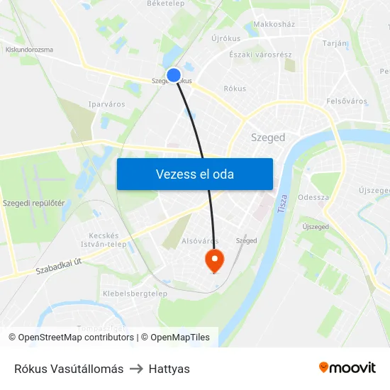 Rókus Vasútállomás to Hattyas map