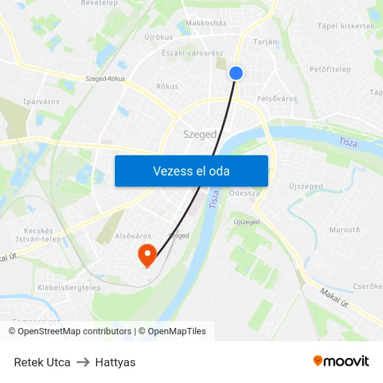 Retek Utca to Hattyas map