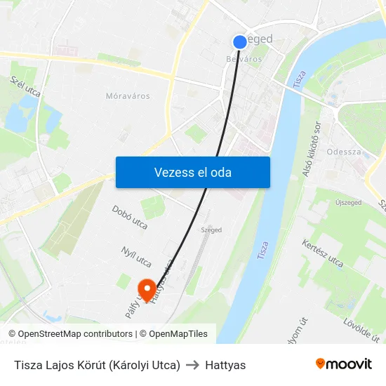 Tisza Lajos Körút (Károlyi Utca) to Hattyas map