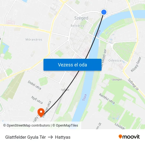 Glattfelder Gyula Tér to Hattyas map