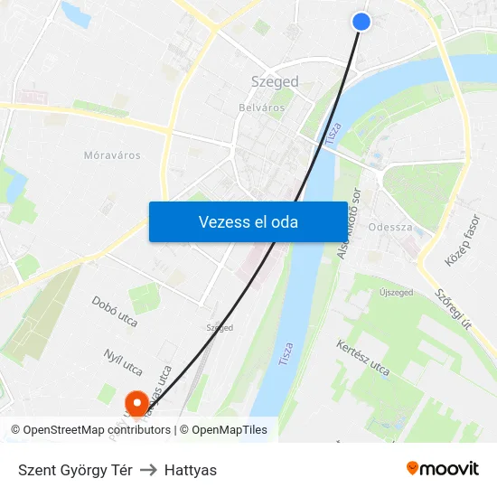 Szent György Tér to Hattyas map