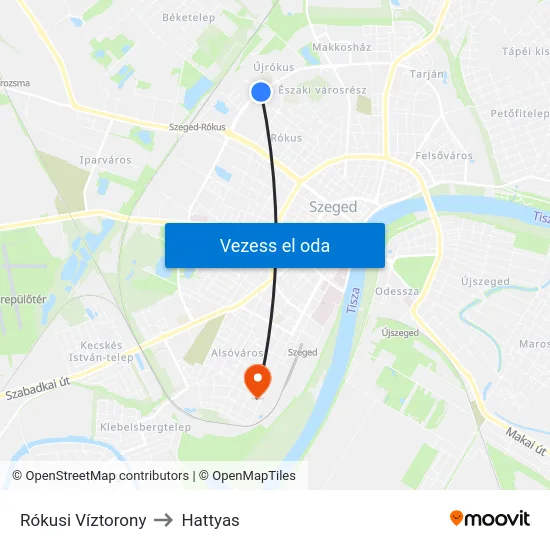 Rókusi Víztorony to Hattyas map