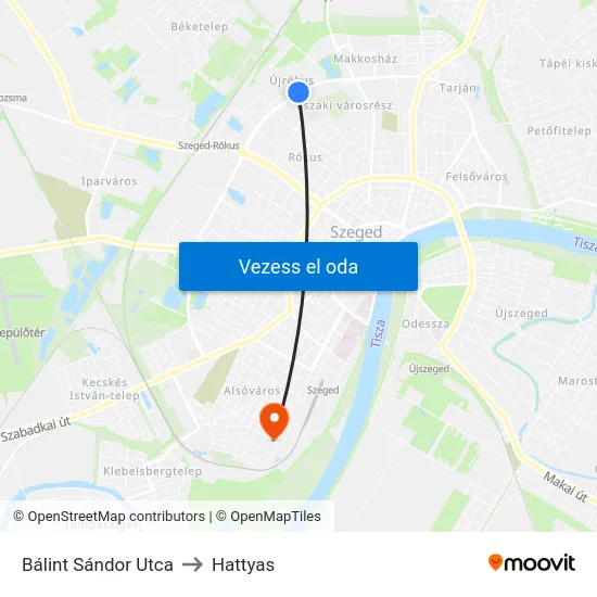 Bálint Sándor Utca to Hattyas map
