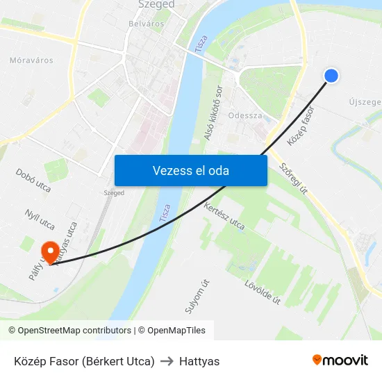 Közép Fasor (Bérkert Utca) to Hattyas map