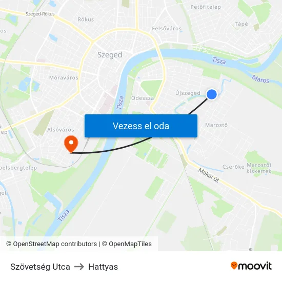 Szövetség Utca to Hattyas map