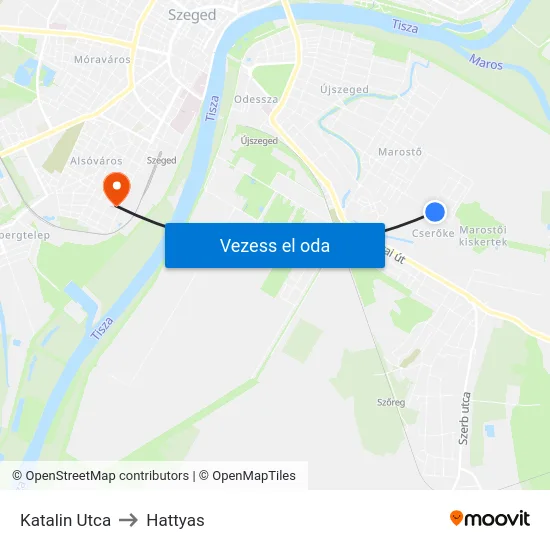 Katalin Utca to Hattyas map