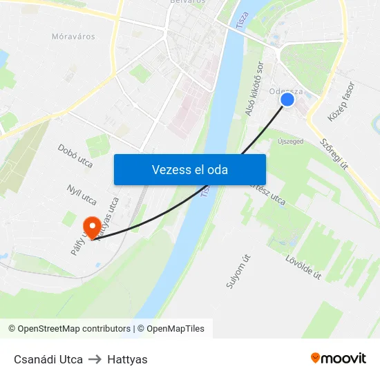 Csanádi Utca to Hattyas map