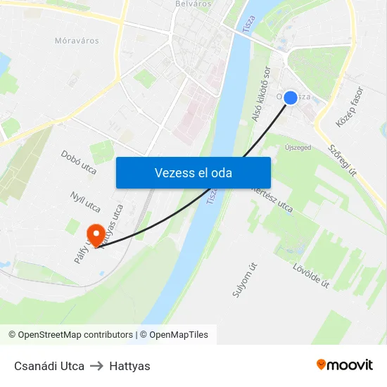 Csanádi Utca to Hattyas map