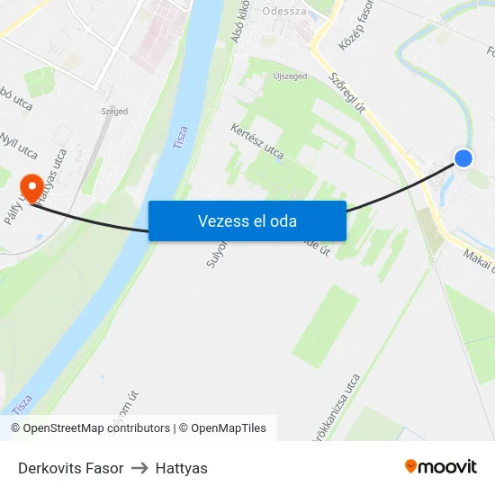 Derkovits Fasor to Hattyas map