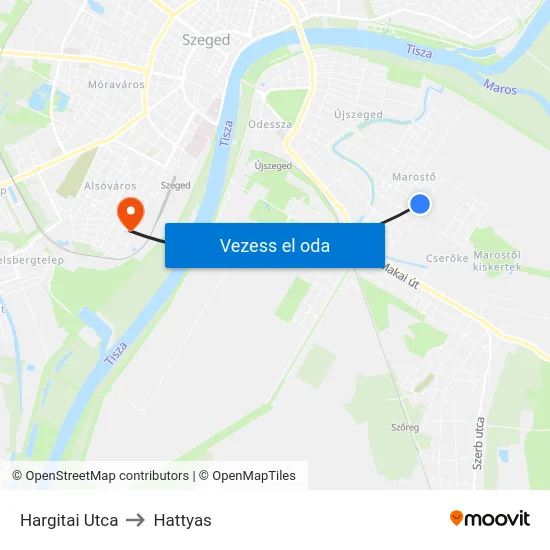Hargitai Utca to Hattyas map