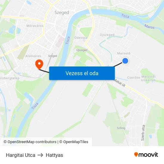 Hargitai Utca to Hattyas map