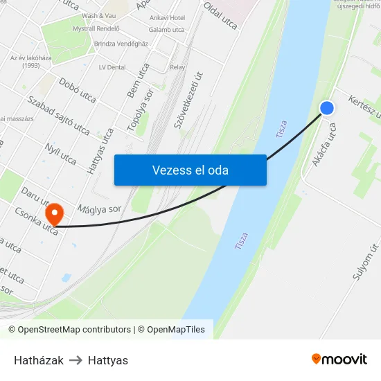 Hatházak to Hattyas map