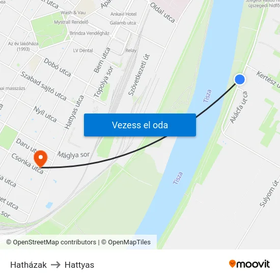 Hatházak to Hattyas map