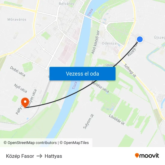 Közép Fasor to Hattyas map