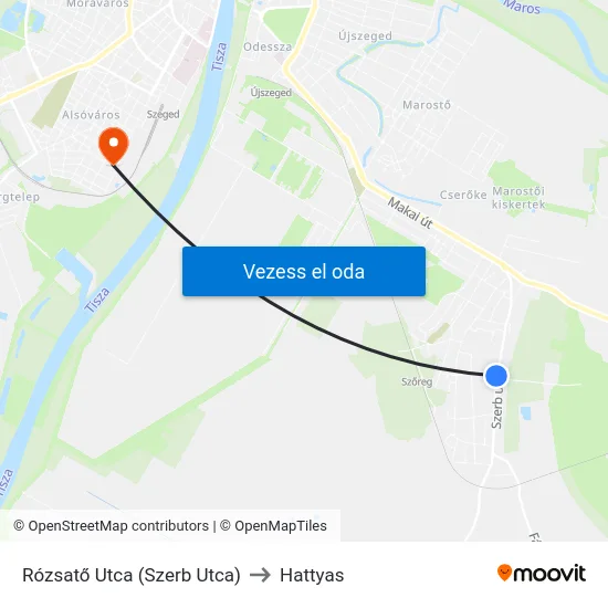 Rózsatő Utca (Szerb Utca) to Hattyas map
